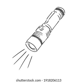 flashlight cartoon vector and illustration, black and white, hand drawn, sketch style, isolated on white background. flashlight vector sketch on a white background