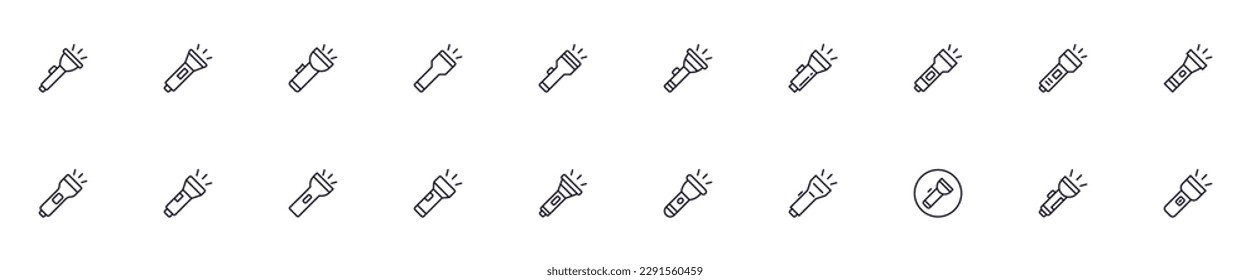 Flashlight concept. Collection of light high quality vector outline signs for web pages, books, online stores, flyers, banners etc. Set of premium illustrations isolated on white background 