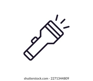 Flashlight concept. Single premium editable stroke pictogram perfect for logos, mobile apps, online shops and web sites. Vector symbol isolated on white background. 
