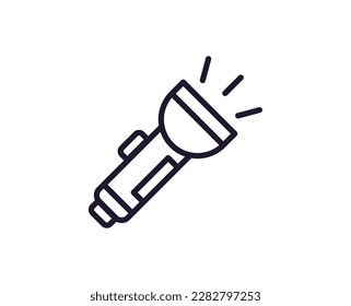 Flashlight concept. Single premium editable stroke pictogram perfect for logos, mobile apps, online shops and web sites. Vector symbol isolated on white background. 