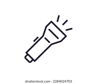 Flashlight concept. Single premium editable stroke pictogram perfect for logos, mobile apps, online shops and web sites. Vector symbol isolated on white background. 