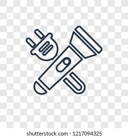 Flashlight concept vector linear icon isolated on transparent background, Flashlight concept transparency concept in outline style