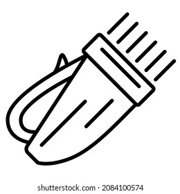 Una linterna con una cómoda manecilla y una gran luz brillante. Linterna autocontenida para seguridad, acampada, viaje fuera. Icono del vector, contorno, aislado.  Trazo editable