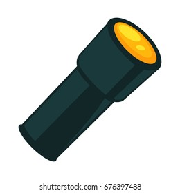 Flashlight in dark color isolated on white vector poster