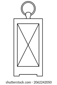 Flashlight. Decorative vintage lantern - vector linear illustration for coloring. Outline. Desktop or hanging flashlight - doodle element for coloring book