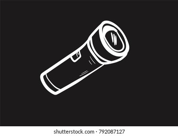 flashlight doodle flat black vector