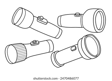 Icono de garabato de linterna dibujo a mano conjunto de Ilustración vectorial.