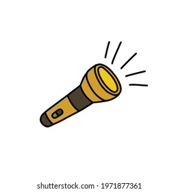 flashlight doodle icon, vector illustration
