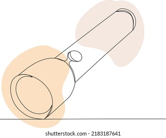 Flashlight Drawing One Continuous Line Vector