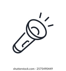 Flashlight editable stroke outline icon isolated on white background flat vector illustration. Pixel perfect. 64 x 64.