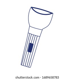 flashlight equipment.  Isolated design vector illustration, line style icon
