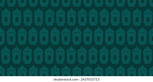 Flashlight. Fanu. Seamless vector pattern. Symbol of hope, light and enlightenment. Repeating ornament for Ramadan. Isolated green background. Idea for web design.