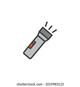 Flashlight filled outline icon, line vector sign, linear colorful pictogram isolated on white. Symbol, logo illustration. Pixel perfect vector graphics