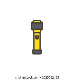 Flashlight filled outline icon, line vector sign, linear colorful pictogram isolated on white. Symbol, logo illustration. Pixel perfect vector graphics