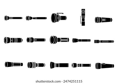 Flashlight filled vector set illustration