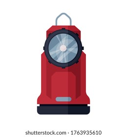 Flashlight, Firefighter Equipment Flat Style Vector Illustration on White Background