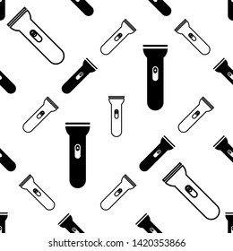 Flashlight, Flash Light Isolated Icon Seamless Pattern Vector Art Illustration
