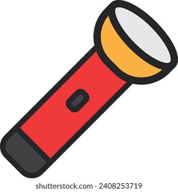 Flashlight flat color icon. Vector illustration. Isolated on white background.