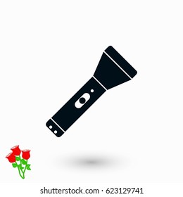 Flashlight flat icon, flat design best vector icon