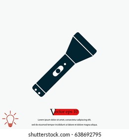 Flashlight flat icon, flat design best vector icon