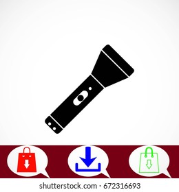 Flashlight flat icon, flat design best vector icon