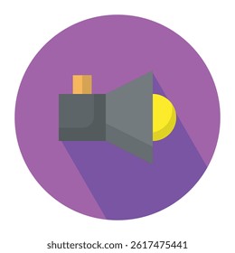 Flashlight flat icon, lightning equipment vector design illustration. 