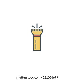 Flashlight flat icon. Retro color illustration of flat flashlight icon. Isolated. Stock vector.