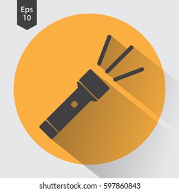 Flashlight Flat Icon. Simple Sign. Vector Illustrated Symbol