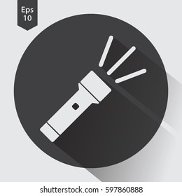 Flashlight Flat Icon. Simple Sign. Vector Illustrated Symbol