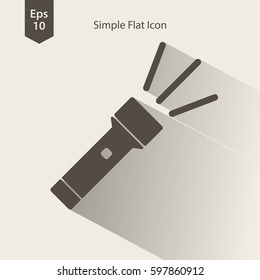 Flashlight Flat Icon. Simple Sign. Vector Illustrated Symbol