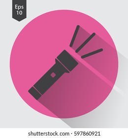 Flashlight Flat Icon. Simple Sign. Vector Illustrated Symbol