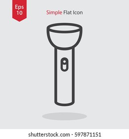 Flashlight Flat Icon. Simple Sign. Vector Illustrated Symbol