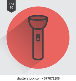 Flashlight Flat Icon. Simple Sign. Vector Illustrated Symbol