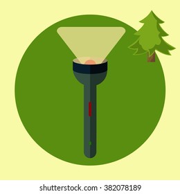 Flashlight flat icon, tourism