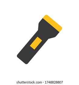 Flashlight with flat line icon illustration