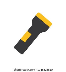 Flashlight with flat line icon illustration