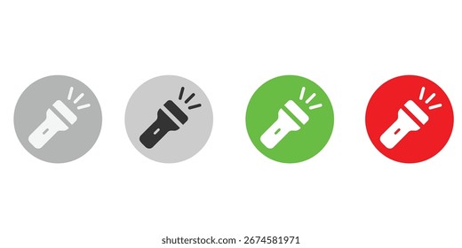Flashlight flat simple vector icons.