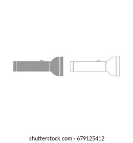 Flashlight grey set icon .