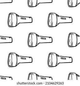 flashlight hand drawn sketch. Seamless pattern.