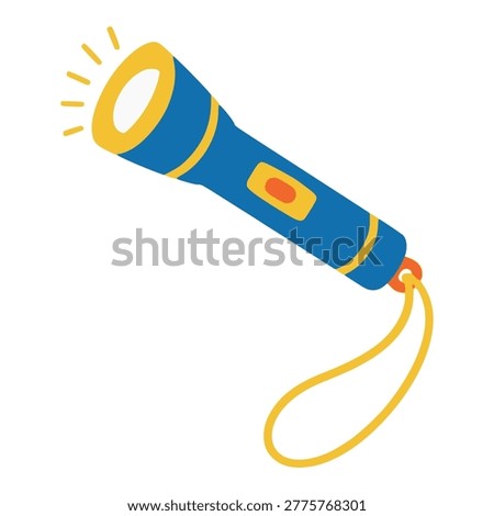 flashlight hand tool lighting flat color vector illustration template design