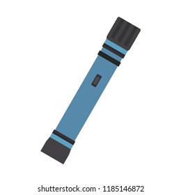 Flashlight. Flashlight for the hike. Blue color of flashlight. Vector illustration. EPS 10.