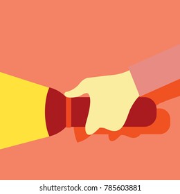 Flashlight Holding Hand Gesture Vector Illustration Graphic Design