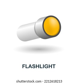 Flashlight icon. 3d illustration from outdoor recreation collection. Creative Flashlight 3d icon for web design, templates, infographics and more