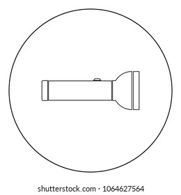 Flashlight  icon black color in circle or round vector illustration