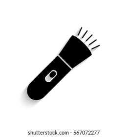 Flashlight icon - black vector illustration with  shadow