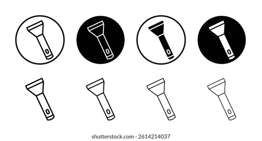 Flashlight icon Black and white outline vector