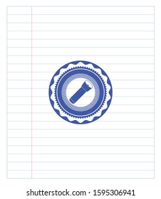 flashlight icon blue ink pen emblem. Vector Illustration. Detailed.
