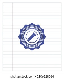 flashlight icon blue ink pen emblem. Vector Illustration. Detailed. 