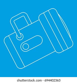 Flashlight icon blue outline style isolated vector illustration. Thin line sign