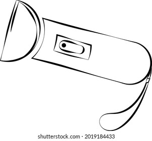 Flashlight Icon Calligraphic, Flash Light Isolated Icon Vector Art Illustration